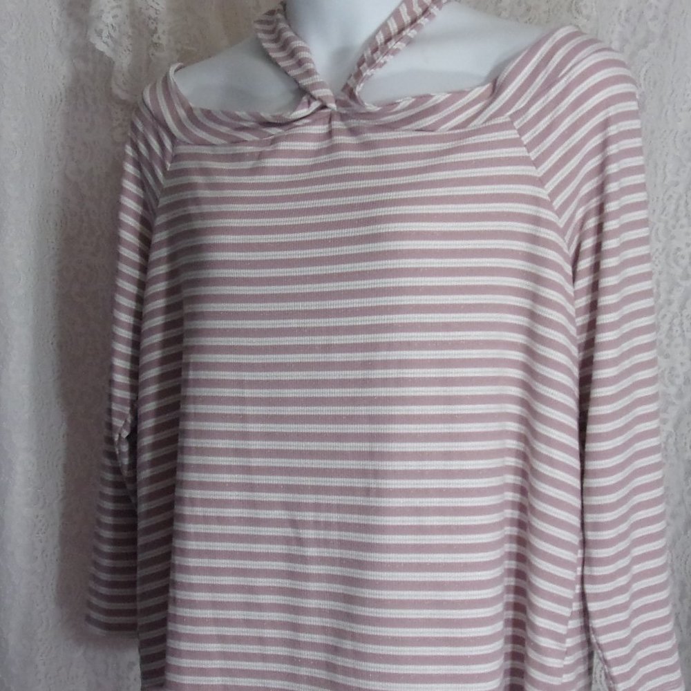 Pale Blush Striped Top Plus NWT